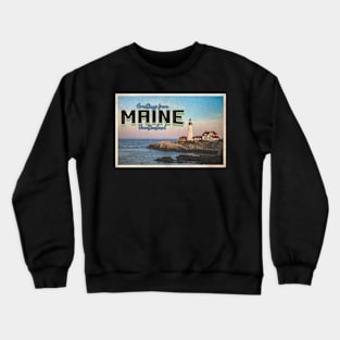 Greetings from Maine - Vintage Travel Postcard Design Crewneck Sweatshirt